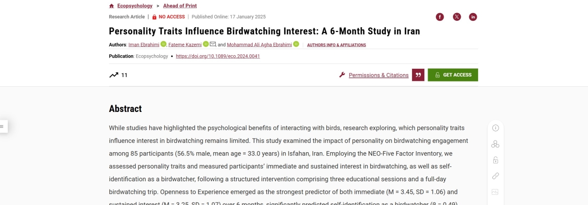 Personality and Birdwatching Iman Ebrahimi